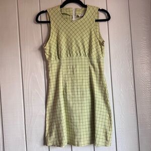 Vintage Trilogy Light Green Plaid Mini Dress